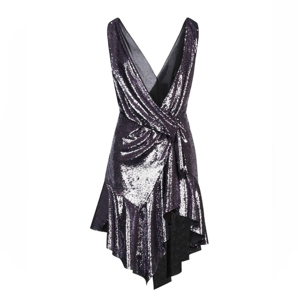 Philosophy Di Lorenzo Serafini IT 40 $1,395 sequined Ruffle Purple Dress NEW - Picture 9 of 9